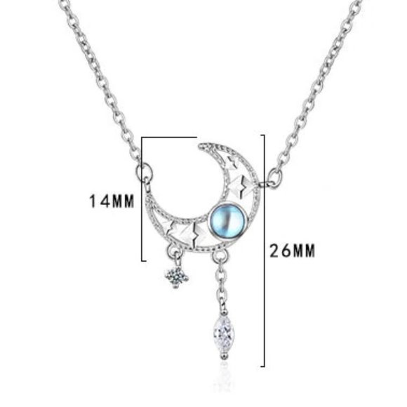 NEW 925 Sterling Silver Diamond Moon Necklace F - Picture 6 of 7